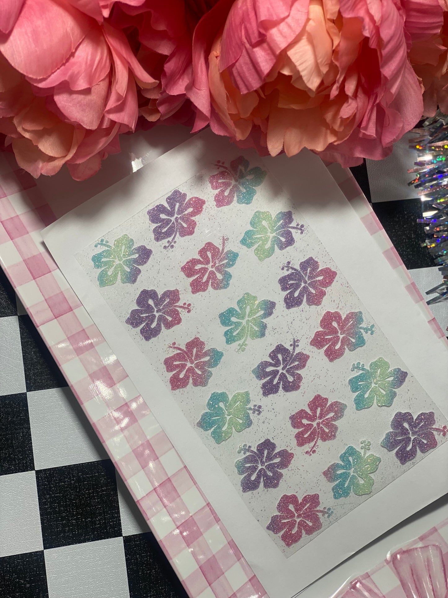 Hawaiian flowers hat, transfer