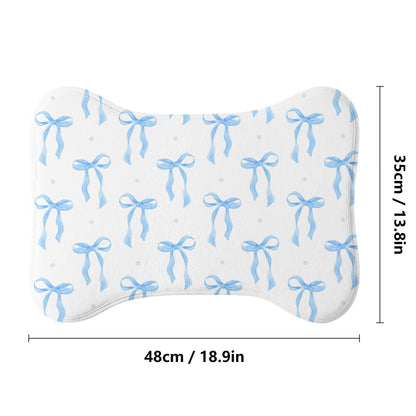 Preppy Coquette Blue Bow Pet Mat Rug
