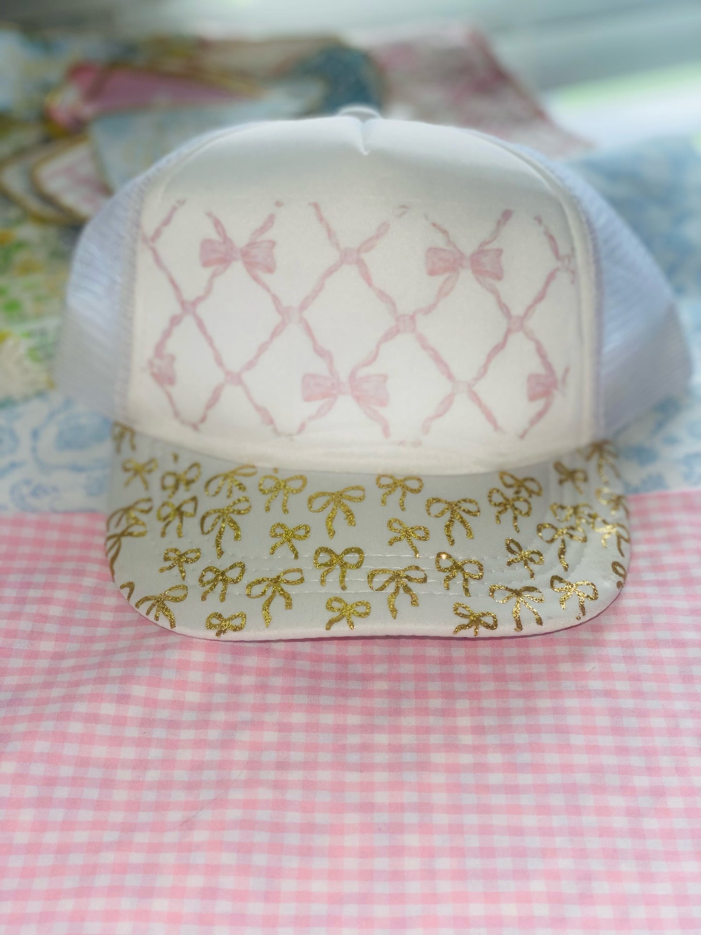Pink Bow Sublimation Hat transfer