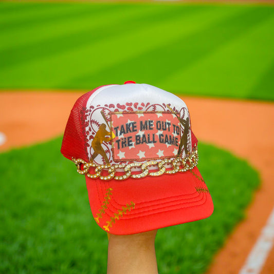 Take me out to the ballgame finished hat.